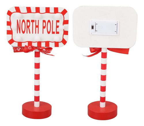 Letrero Navideño Led De Madera Con El Polo Norte Para Mesa