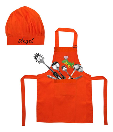 Mini Chef 100% Drill Minichef Nombre Bordado ( Mandil Gorro)