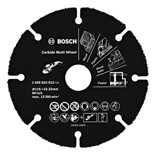 Discode corte Bosch Professional Disco de Corte Multimaterial para Esmeriladora 115mm x  1mm grano 60 color negro