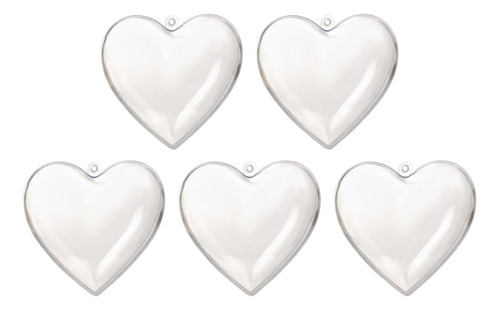 Adornos De Plástico Transparente Con Forma De Corazón, 5 Uni