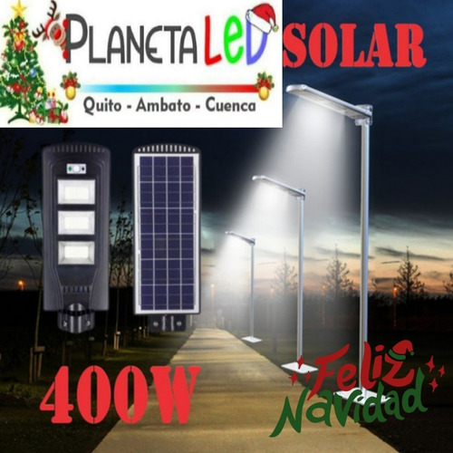 Imagen 1 de 4 de Lampara Reflector Led Solar 400w Alumbrado Publico Poste