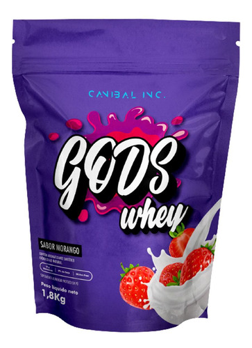 Gods Whey 1.8kg Morango - Canibal Inc Morango 1,8 Kg