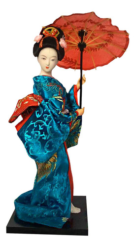 Estatua Asiática Geisha Japonesa Muñeca Kimono De Mesa De