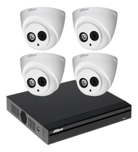 Kit Seguridad Dahua Dvr 4 Ch + 4 Camaras Audio 2mp