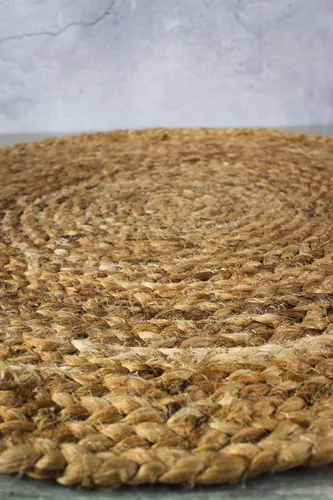 Alfombra Artesanal Circular De Yute Natural 60cm