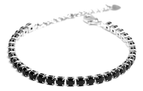 Pulseira Bracelete Luxo De Zircônia Cravejada Antialérgico Comprimento 17 Cm Cor Preto Diâmetro 5.6 Cm