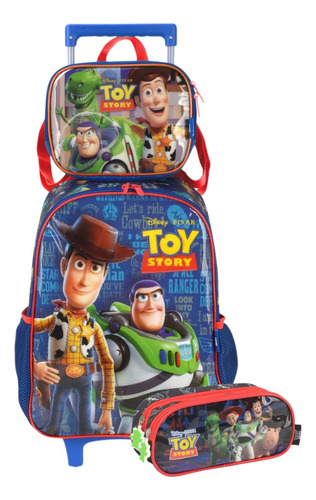 Kit Mochila C Rodas Lancheira Estojo Duplo Toy Story Disney