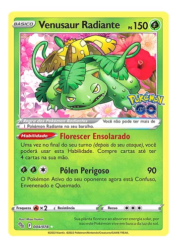 Carta Pokémon Venusaur Shiny Radiante Coleção Especial Go