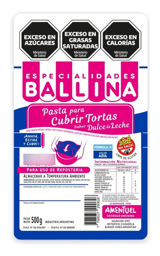 Pasta Para Cubrir Torta Ballina V/colores Formula H Belgrano