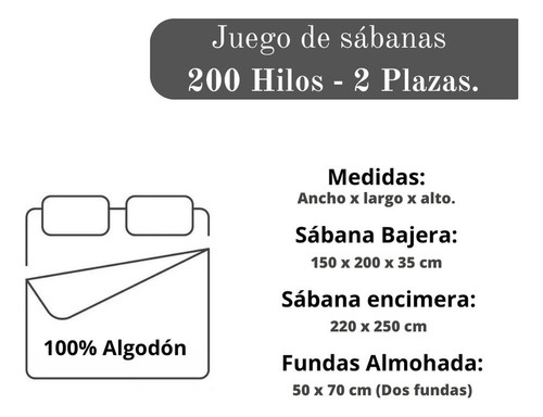 Sábanas 100% Algodón King 200 Hilos - Certificadas
