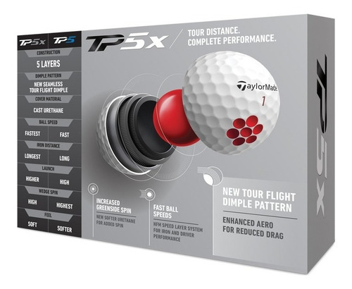 Imagen 6 de 7 de Kaddygolf Pelotas Golf Taylormade Tp5x - Caja X12