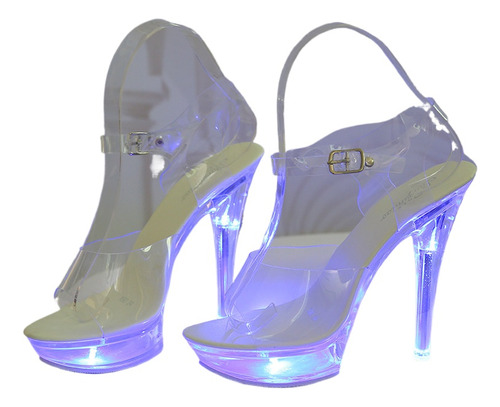 Tacones Altos De Cristal Luminoso Supermodernos Y Llamativos