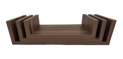 Imagen 7 de 10 de Set De 3 Repisas Flotantes Estilo U 30 X 15 Cm Color Nogal Terracota