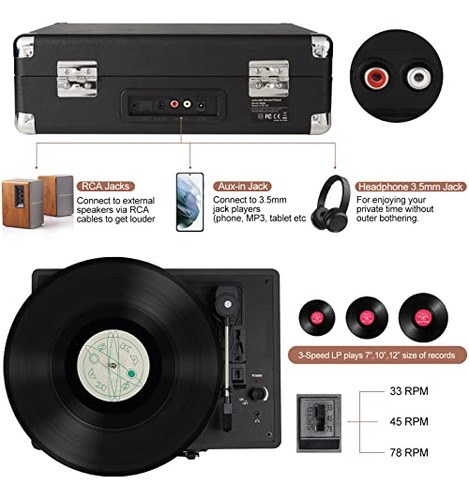 Turntable Porttil Pack: Toca Vinilos Con Estilo Y Calidad