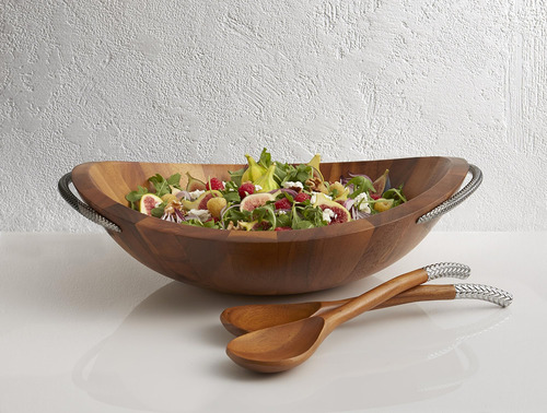 Ensaladera De Trenza Nambe Con Servidores | Conjunto De 3 Pi