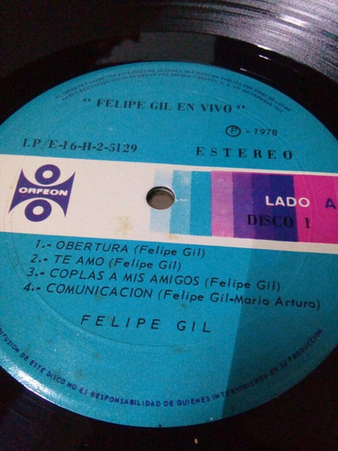 Felipe Gil En Vivo Homenaje A L. Ronald Vinyl Lp Acetato (Usado)
