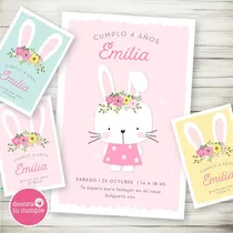 Comprar Kit Imprimible Conejita Pastel Cumpleaños Invitación