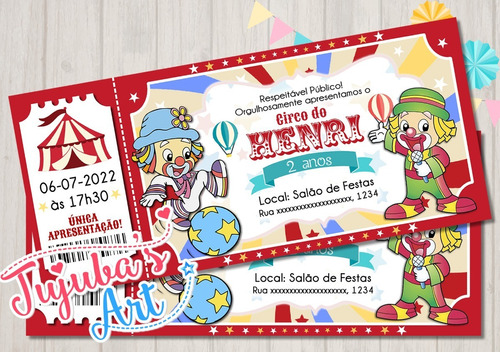 Arte Digital Convite Ingresso Circo Patati E Patatá