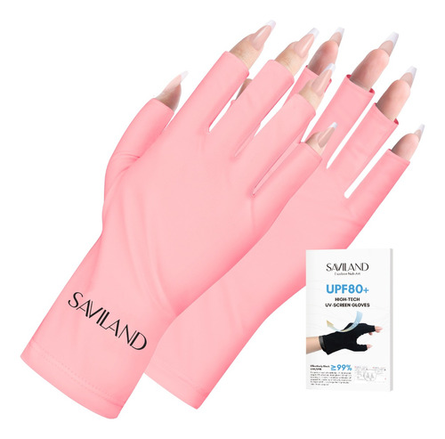 Saviland Guantes Uv Para Uñas Upf80+, 4 Colors,para Manicura