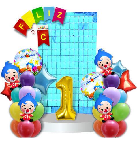 Set X55 Globos Metalizado Personajes Payaso Plim Plim