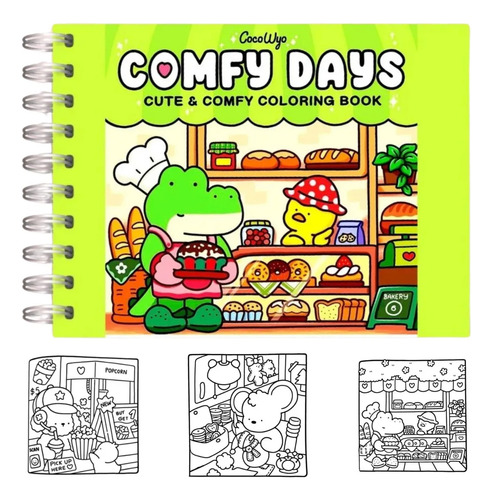 Livro De Colorir A5 Cute Comfy Days Papel 180g Capa Dura E Acetato Protetor Incluso