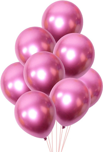 Globos Metálicos Látex R12 Cromado Rosado 12und