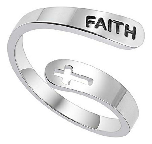 Anillos Bisutería - Fashion Cross Faith Ring Stainless Steel