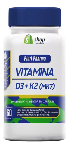 Vitamina D3 10.000ui + Vitamina K2 Mk7 150mcg C/60 Cápsulas