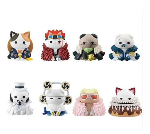 One Piece Figuras Coleccion Forma De Gato - Set De 8 Piezas