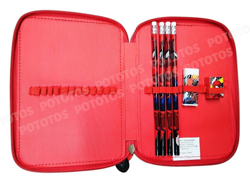 Imagen 5 de 9 de Cartuchera Canopla Spiderman 2 Pisos Con Utiles Ha588 Cresko