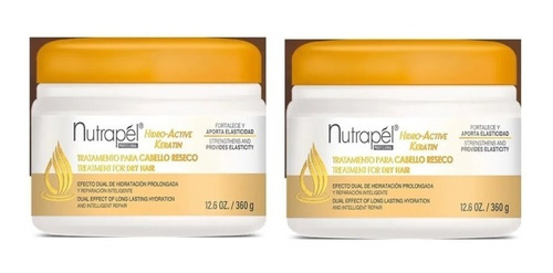 2 Pzs Nutrapel Tratamiento Para Cabello Reseco De 360g