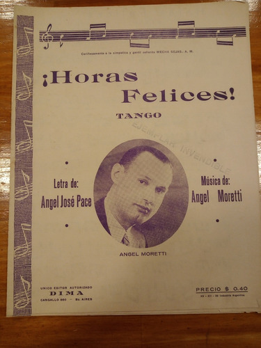 Horas Felices Pace Moretti Tango Partitura