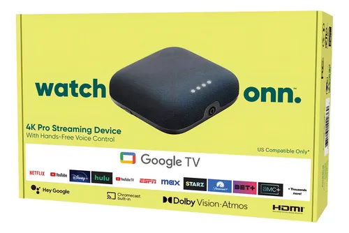 Watch Onn 4k Pro Año 2024 Streaming Device Google Tv Con Control De Voz