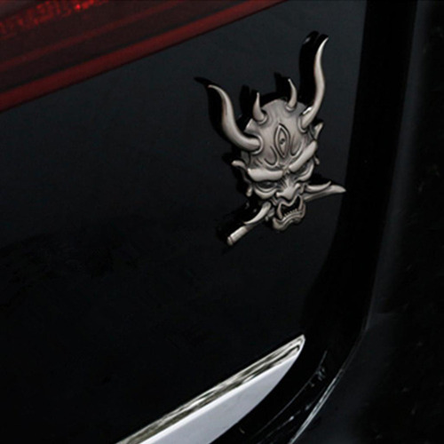 Pack-2 Fangs Samurai Devil Metal Etiqueta Adhesiva