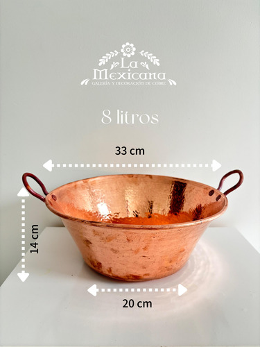 Cazo 100% Cobre Artesanal Carnitas 8 Litros (33x20x14cm)