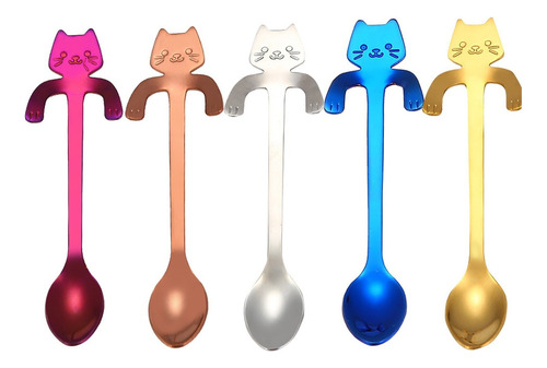 H Gato Cuchara Mango Corto Cucharas Cubiertos Café Beber