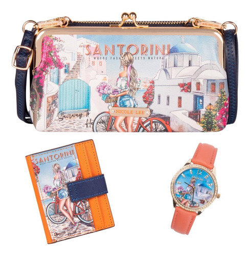 Set 3 Piezas Nicole Lee Cartera, Tarjetero Y Reloj Ss22 Color Stairway To Heaven