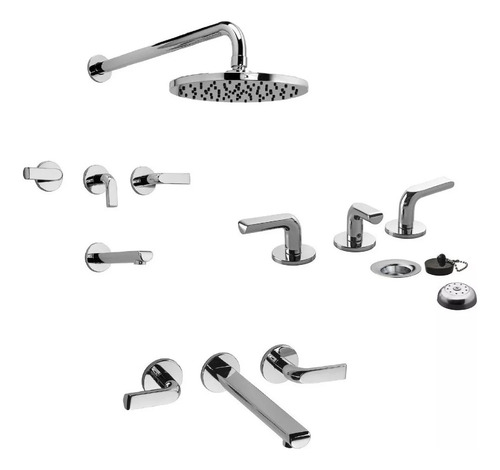 Combo Grifería Fv Ciprés Ducha Lavatorio Pared Bidet N2