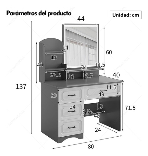 Tocador De Maquillaje Con Espejo Estante De Dormitorio Hogar