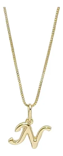 comprar Colar Corrente Letra Lisa Inicial Presente Banhado Ouro 18k Cor Dourado N