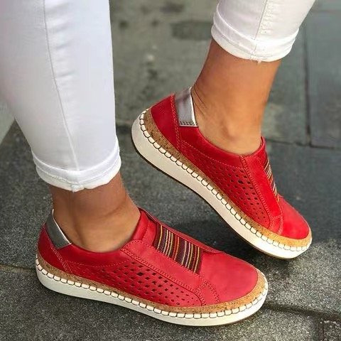 Zapatos Dama Vintage Rayas Slip-on De Planes Estilo Étnico