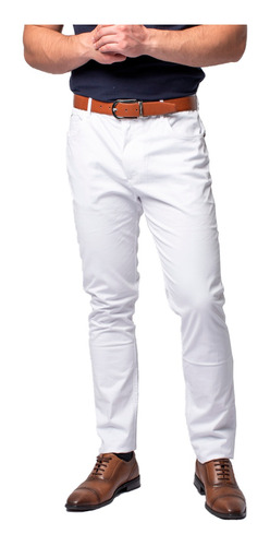 Pantalon Hombre Aldo Conti Lexus Liso Color Blanco