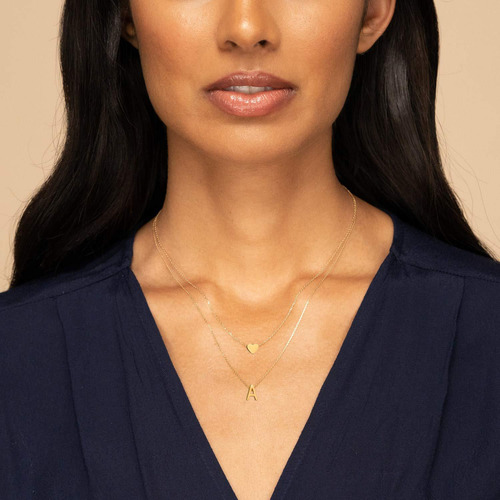 Collar Dije Letra E Corazon Mujer Joyería Oro Regalo Navidad