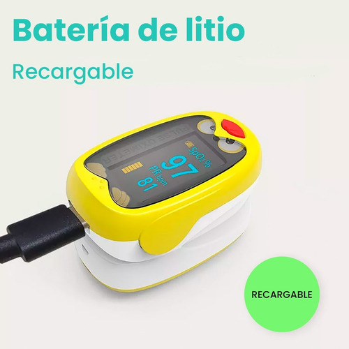 Oximetro Pediátrico Digital Recargable Infantil | Amarillo