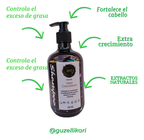 Shampoo Para Crecimiento Rápido De Extractos Naturales 500ml