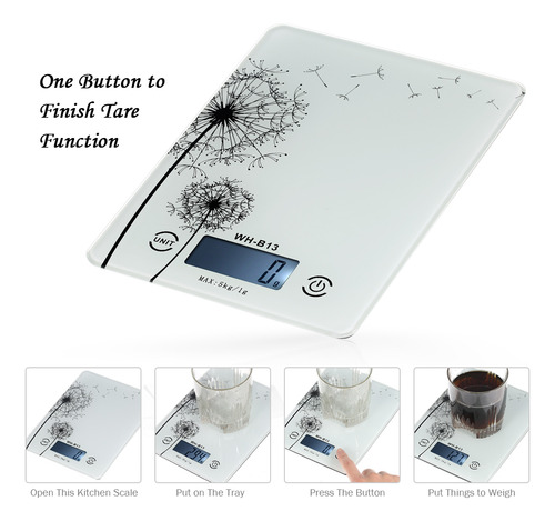 Comida Digital Para Cocina Con Retroiluminación Lcd De 5 Kg/