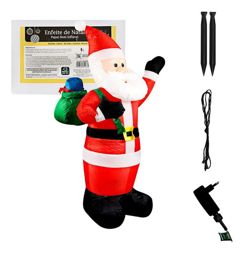 Papai Noel Inflável 130cm Bivolt - Decoração Natal