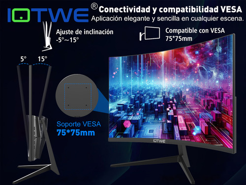 Monitor Gamer Curvo Pc Hdmi 2.0 LED 100 Hz 24 pulgadas FHD 6 W Bocinas Iotwe XSQXK1