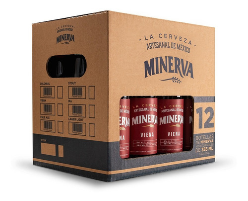 CERVEZA MINERVA | Cerveza Minerva Viena 12 Pack | 12 Cervezas Artesanales De 355 ml Cada Una | Cerveza Artesanal Viena	