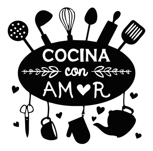 Adhesivo Cocina Con Amor Vinilo Decorativo Frase Para Cocina